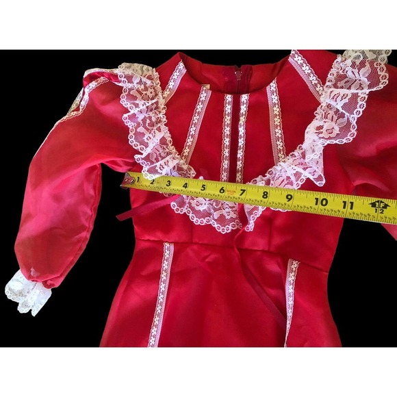 Vtg Fancy Frocks Party Christmas Dress Girls 4 Red Victorian Lace Ruffles Poofy - Picture 10 of 12